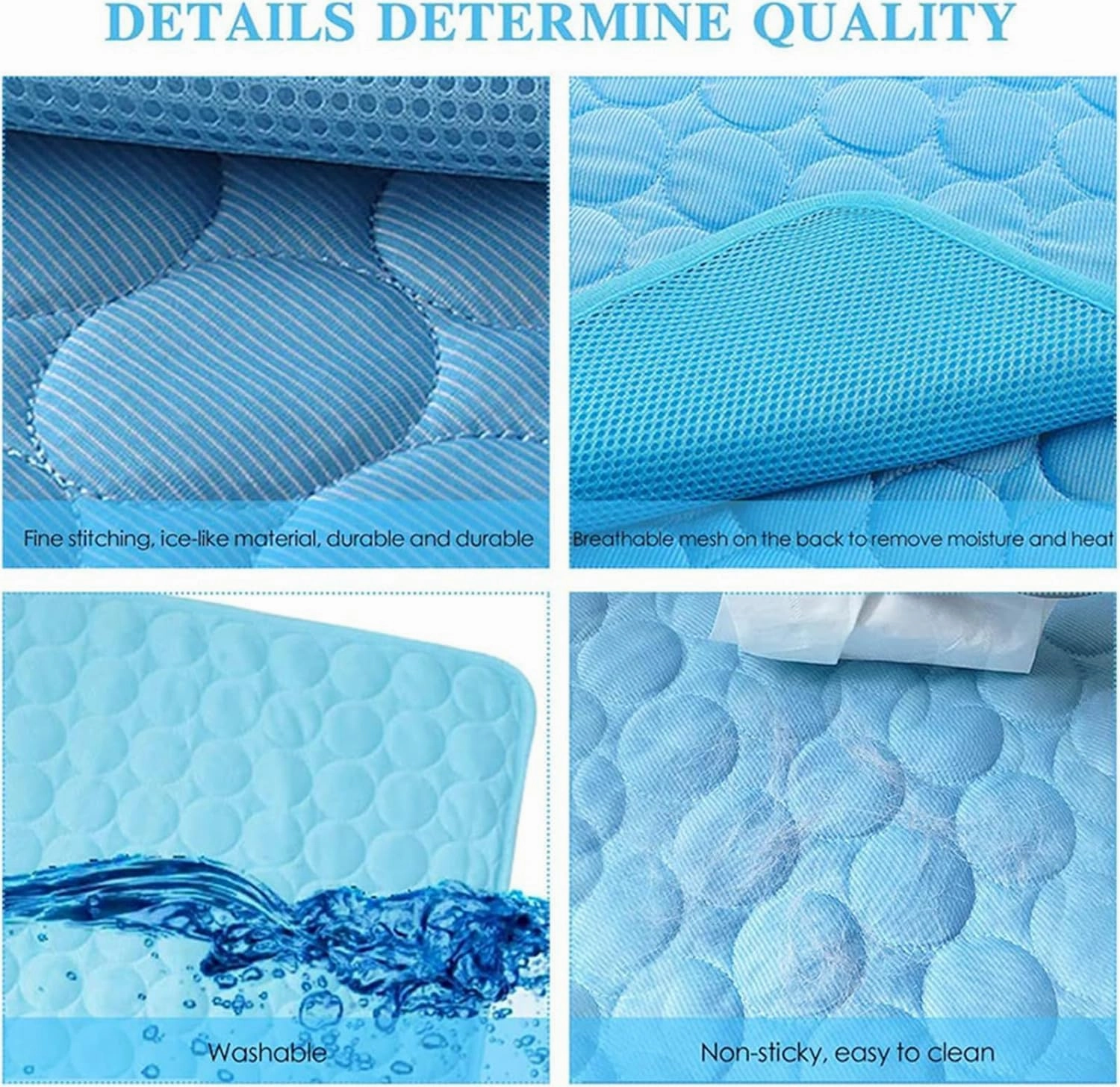 Furry Basics Dog Cooling Mat, Furry Basics Cooling mat, Cool Dog Bed for Summer, Washable & Portable Pet Soft Pad, Non-Slip Summer Mat (Blue,59 * 39.3inch)