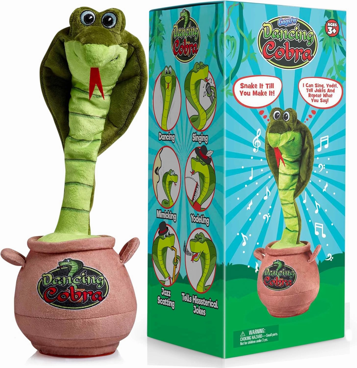 Gagster Dancing Cobra Snake - Dancing, Talking, Mimicking Cobra Snake Toy, Great for Kids & Adults, Singing, Joking, and Repeating What You Say, Hilarious Gag Gift Plush Novelty Mimic Toy
