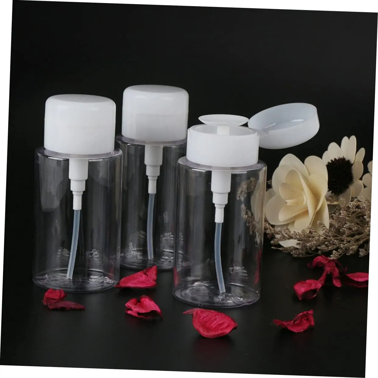 GALPADA 4pcs Portable Makeup Remover Bottles Travel Dispensing Containers Durable Plastic for Home Outdoor Use Design for Easy Identification