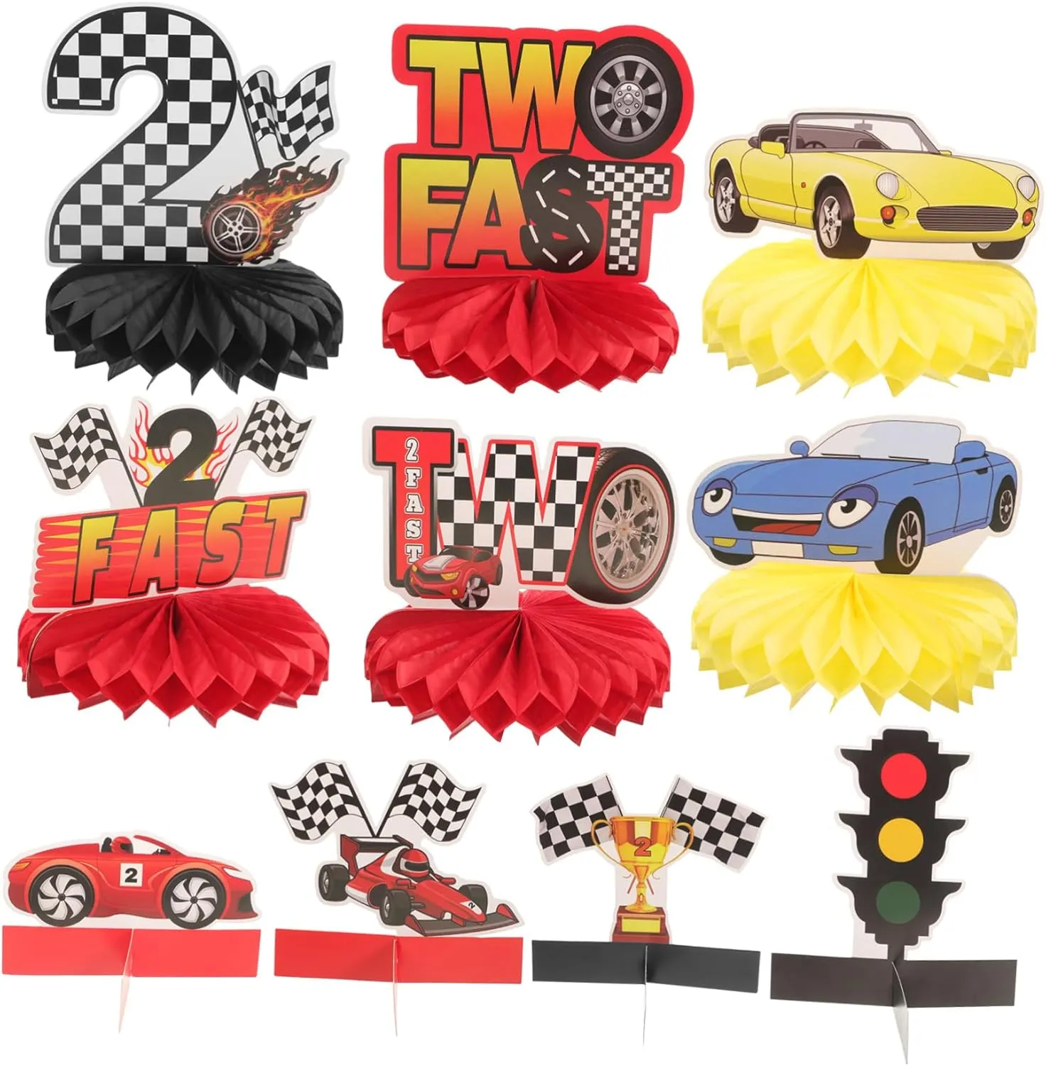 Garneck 10pcs Racing Car Honeycomb Centerpieces Creative Table Decorations for Birthday Parties Sports Events and Celebrations Safe Material for Festive Decor