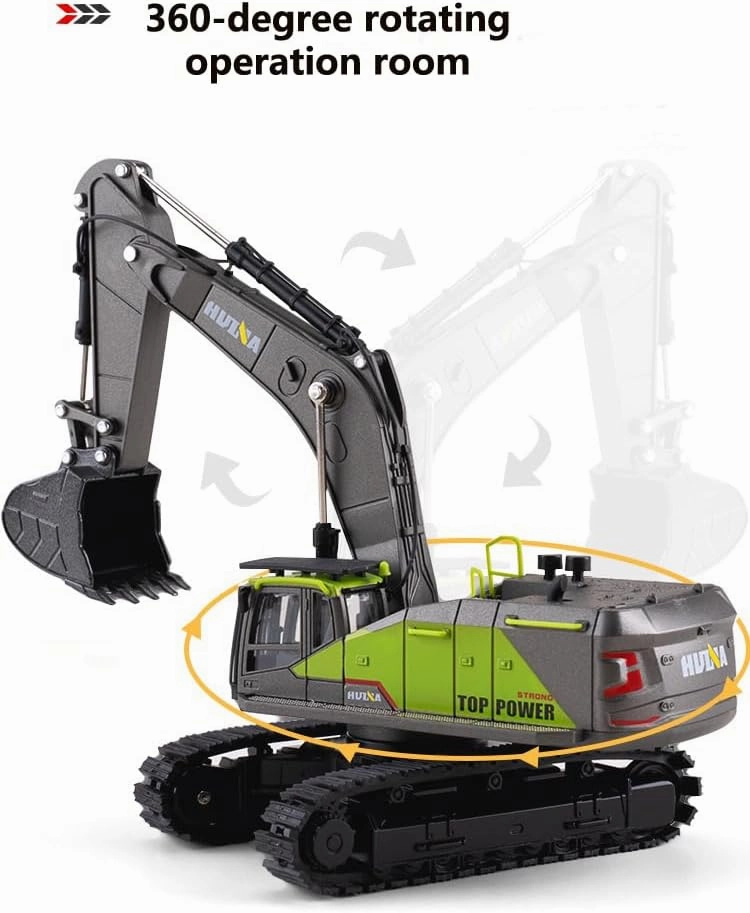 Gemini&Genius Excavator Toy for Kids, Construction Vehicle Digger for 2 3 4 5 6 Year Old Boys Toddlers 1/50 Scale Diecast Digger Car Heavy Duty Alloy Toys for Kids (Green)
