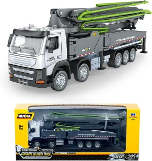 Gemini&Genius Concrete Pump Truck Toy for Kids and Todders Alloy 1-50 Die-cast Heavy Duty Wheeled Concrete Pumper Construction Vehicle Toys Collectible for Kids and Decoration for House
