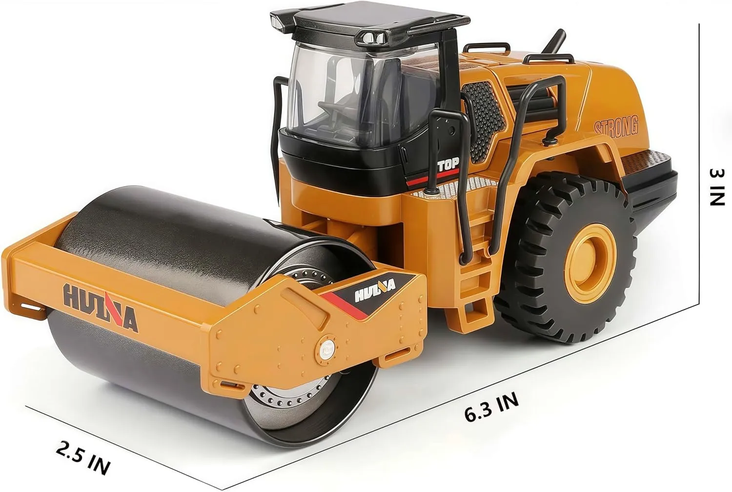 Gemini&Genius Road Roller Toy for Kids, Heavy Duty Construction Vehicle Toys 1-50 Scale Alloy Road Trucks, Car Toys Collection, Display and Play Truck for Kids (Brown)
