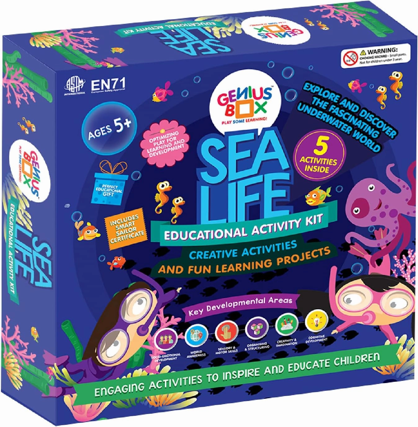 Genius Box Sea Life Toddler kit | 6 in 1 Creative DIY Activity Kit | Puzzles Game for Over 3 Years Kids | Fun Learning Toys | Education Toys Gift