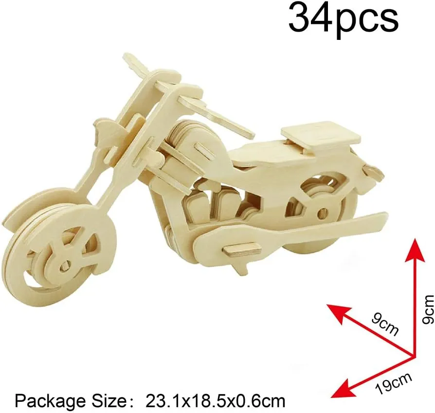 Georgie Porgy 3D Wooden Puzzles for Kids Toys Construction Woodcraft Kits DIY Model Puzzle Kits Birthday Gifts Pack of 6 (Airplane Bus Sports Car Pirate Ship Truck Motorcycle)