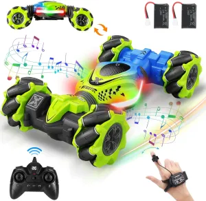 Gesture RC Car, 2.4GHz 4WD Gesture Sensing RC Stunt Car Toys for 6-12 Years Old Boys Girls, Hand Controlled Remote Drift Twist Offroad 360° Rotation with Lights Music for Birthday Gifts