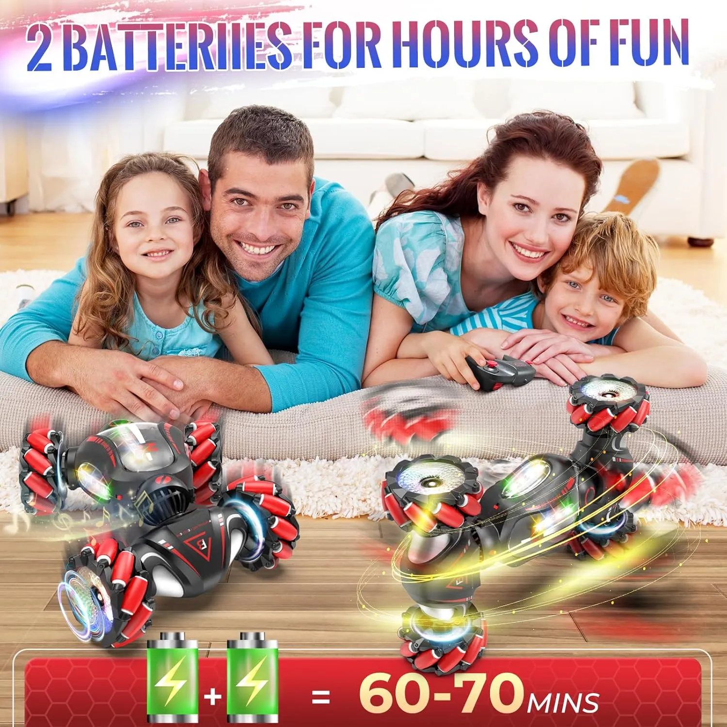 Gesture Sensing RC Stunt Car Toys for 6-12 Boys Girls, Birthday Gifts for Kids, 2.4Ghz 4WD Hand Controlled RC Car with Light & Music & Spray, Double-Sided 360° Rotating