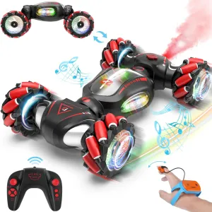 Gesture Sensing RC Stunt Car Toys for 6-12 Boys Girls, Birthday Gifts for Kids, 2.4Ghz 4WD Hand Controlled RC Car with Light & Music & Spray, Double-Sided 360° Rotating