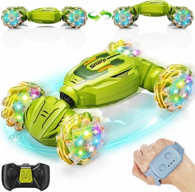 Gesture Sensing RC Stunt Car, Remote Control Car Christmas Birthday Gifts for Kids Age 6-12, 2.4Ghz Hand Controlled Twist Cars, 360° Rotating Off Road Car Toy for Boys Girls Age 6 7 8 9 10 11 (Green)