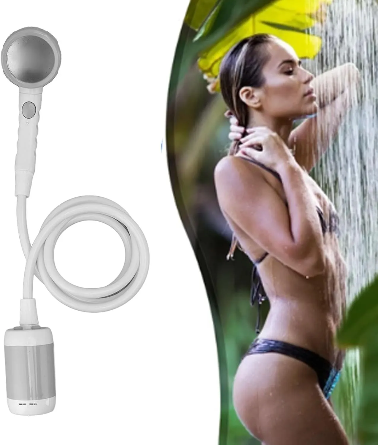 GLOGLOW Battery Shower, and Comfortable Portable Shower for Traveling (Silver Gray)
