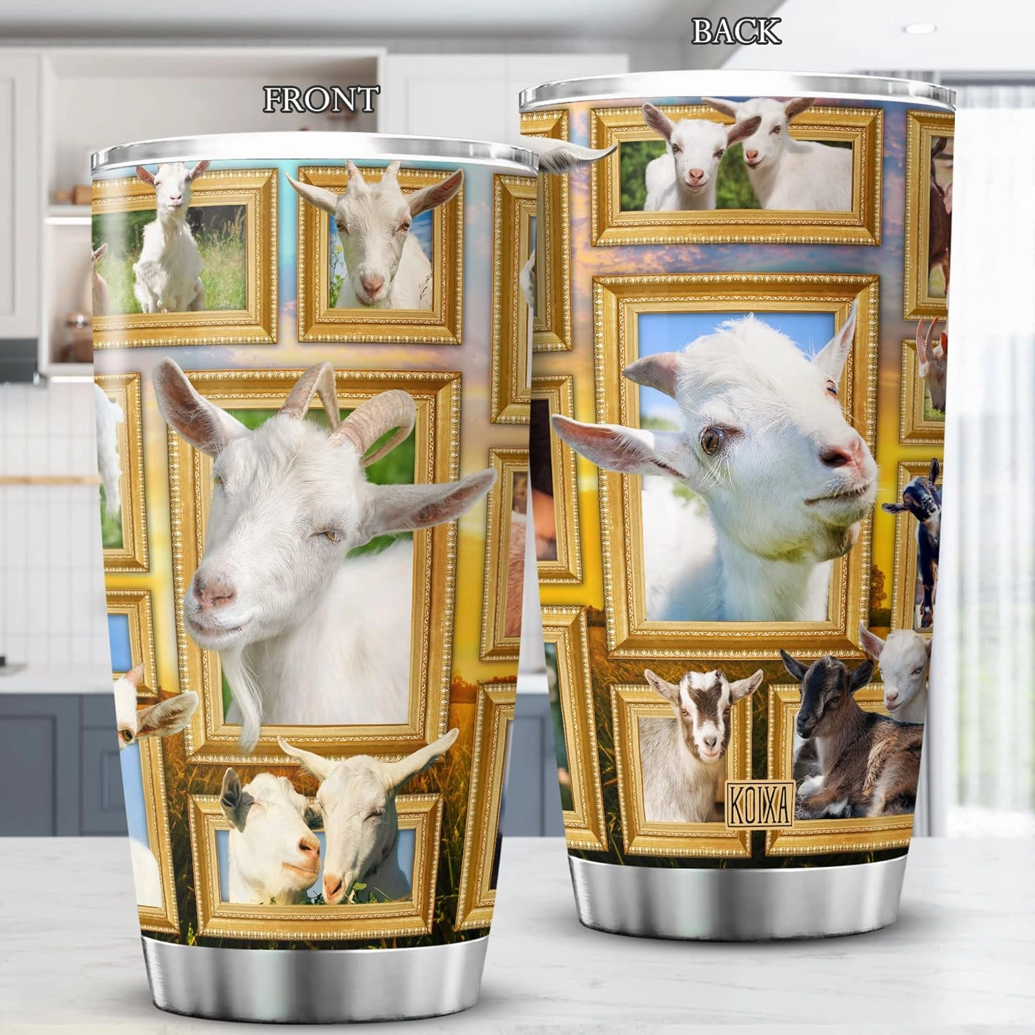 Goats Tumbler Alpine Goats Funny Farm Animal Print Travel Cup With Lid 20 Oz Stainless Steel Tumblers With Christmas Gift Ideas Birthday Present Funny Things For Men