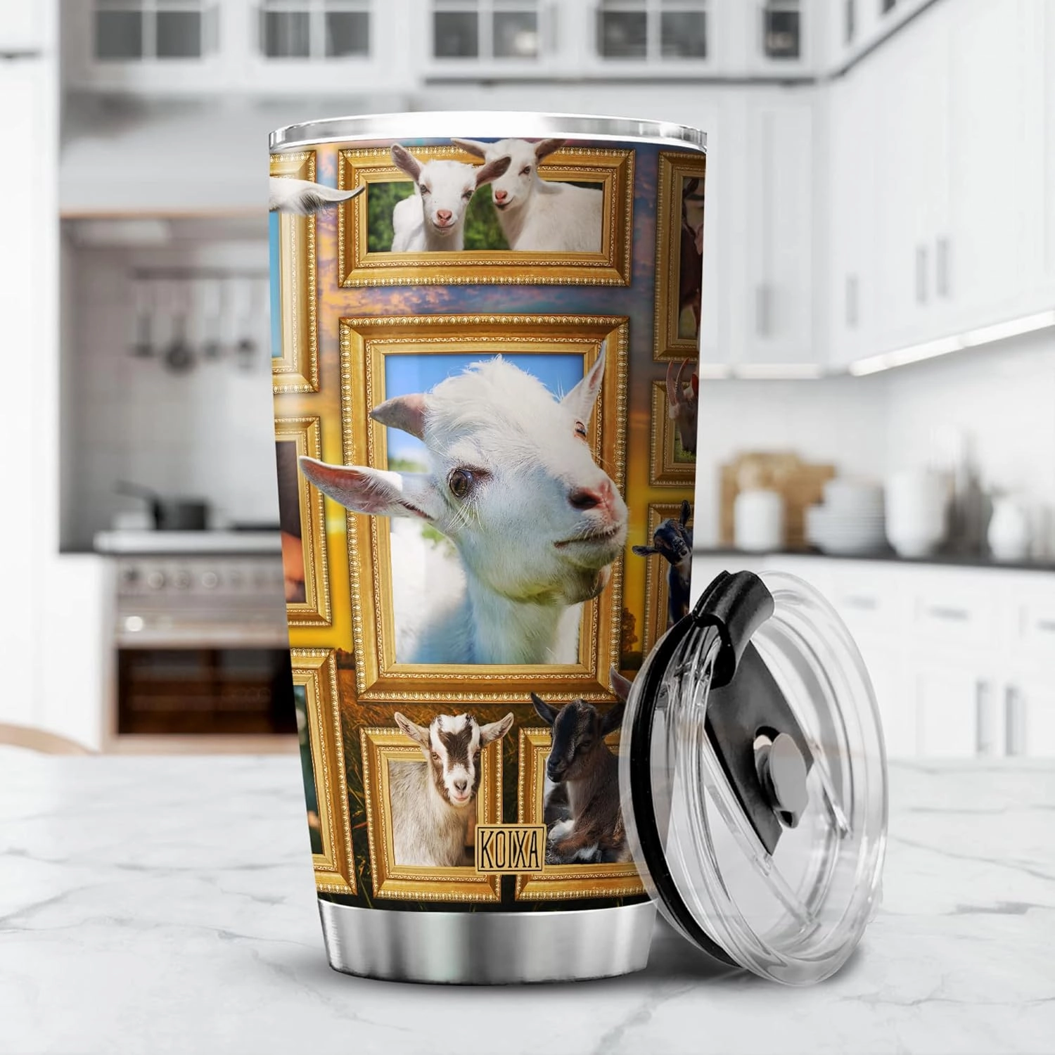 Goats Tumbler Alpine Goats Funny Farm Animal Print Travel Cup With Lid 20 Oz Stainless Steel Tumblers With Christmas Gift Ideas Birthday Present Funny Things For Men
