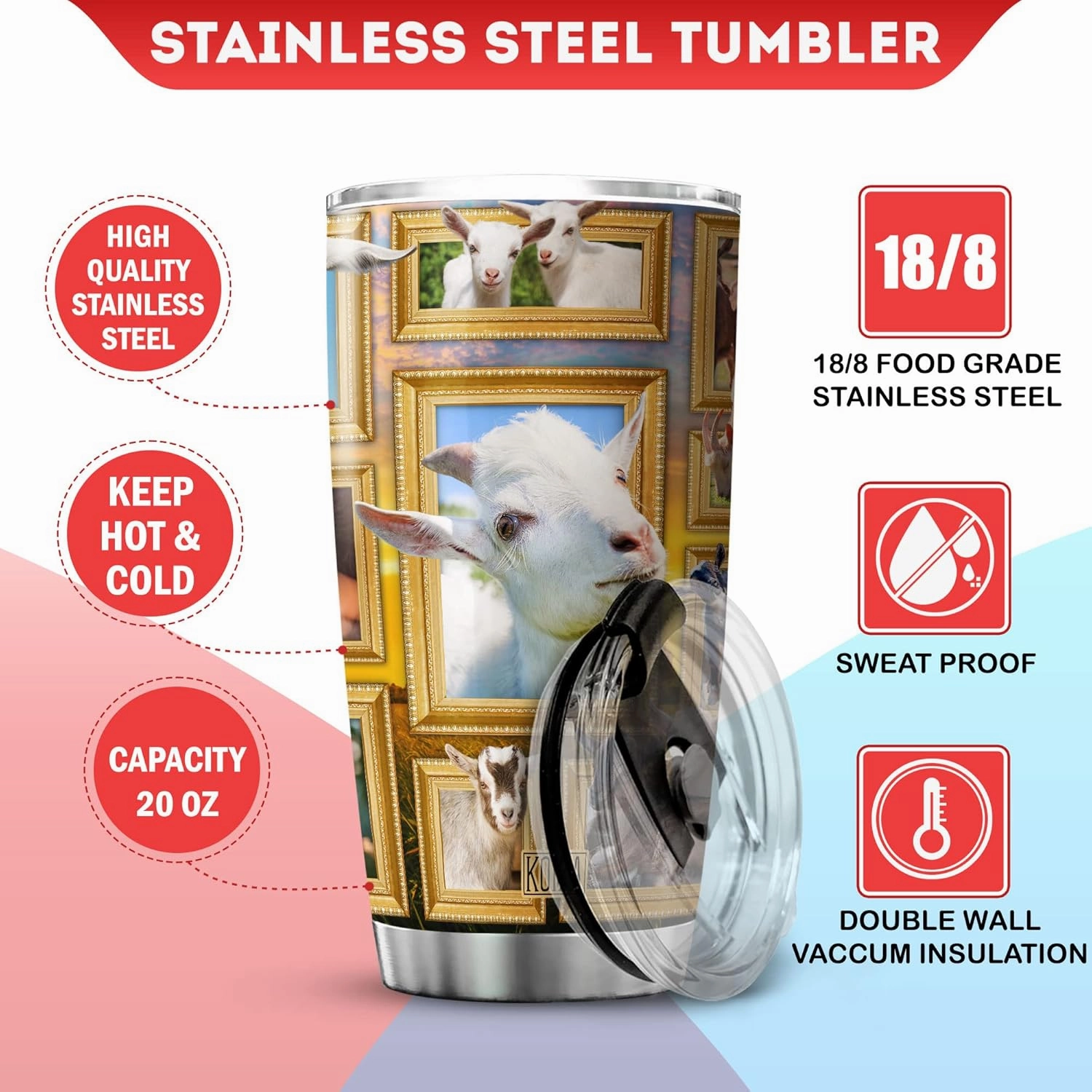 Goats Tumbler Alpine Goats Funny Farm Animal Print Travel Cup With Lid 20 Oz Stainless Steel Tumblers With Christmas Gift Ideas Birthday Present Funny Things For Men