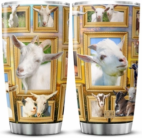 Goats Tumbler Alpine Goats Funny Farm Animal Print Travel Cup With Lid 20 Oz Stainless Steel Tumblers With Christmas Gift Ideas Birthday Present Funny Things For Men