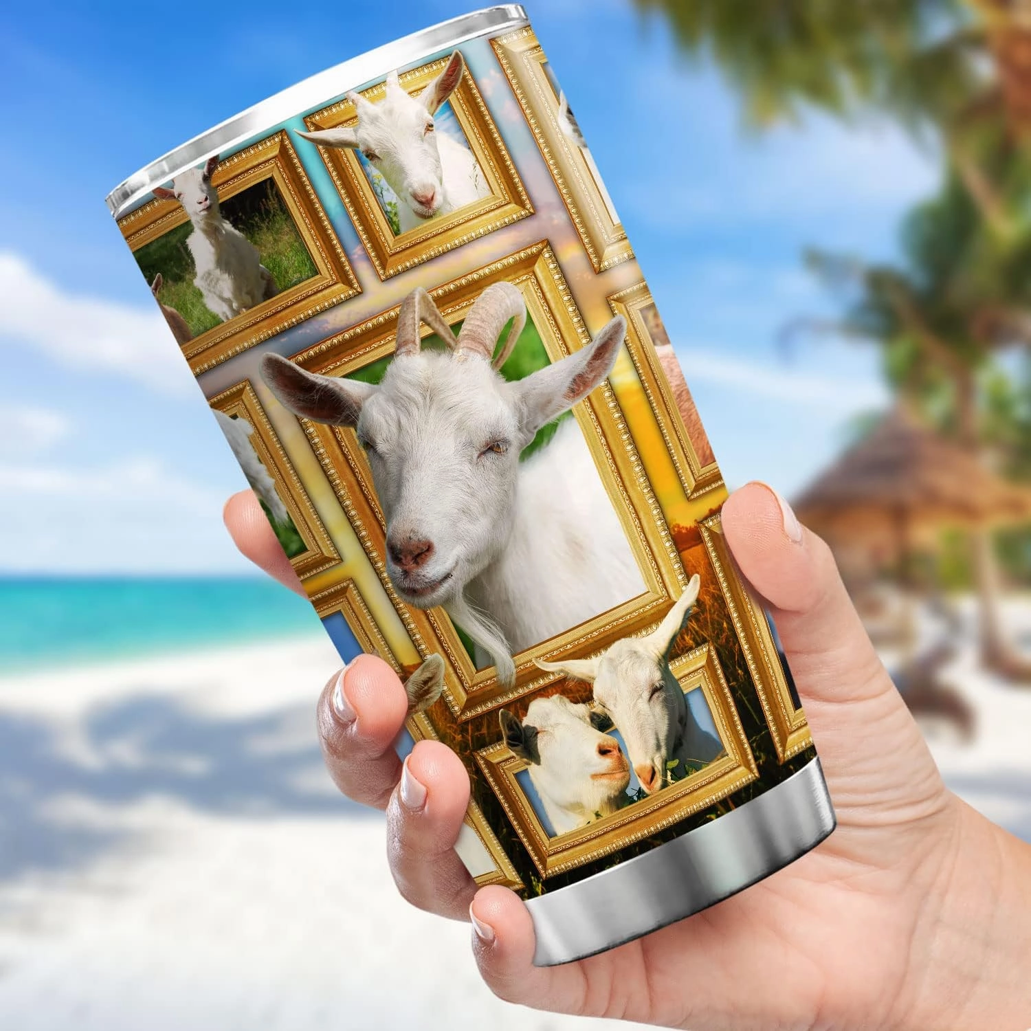 Goats Tumbler Alpine Goats Funny Farm Animal Print Travel Cup With Lid 20 Oz Stainless Steel Tumblers With Christmas Gift Ideas Birthday Present Funny Things For Men