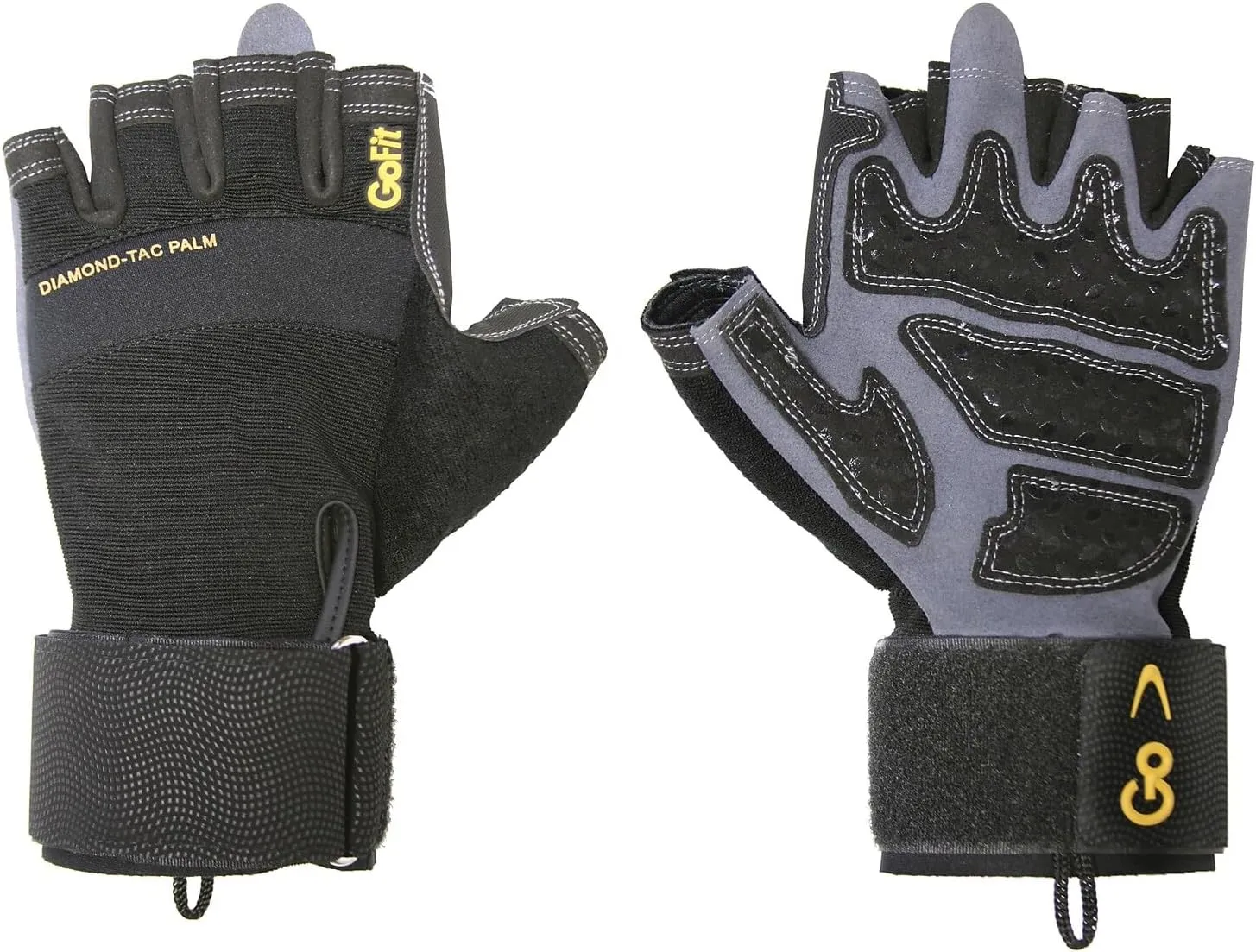 GoFit Diamond-Tac Wrist Wrap Glove - Padded, Flexible, Supportive Fitness Glove and Training CD Black Large