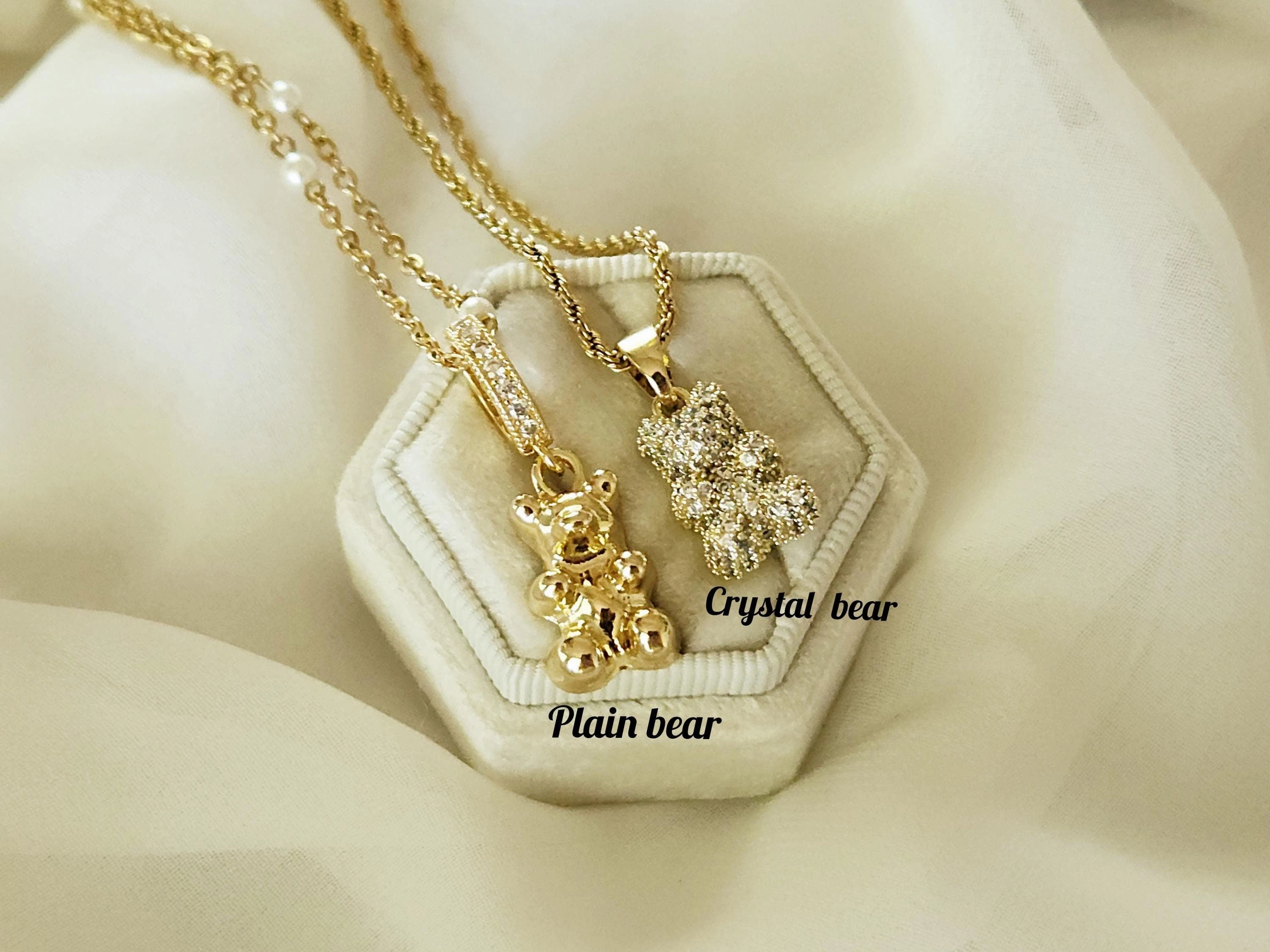 Gold Filled Bear Necklace, WATERPROOF Adjustable Chains, Gift For Her.