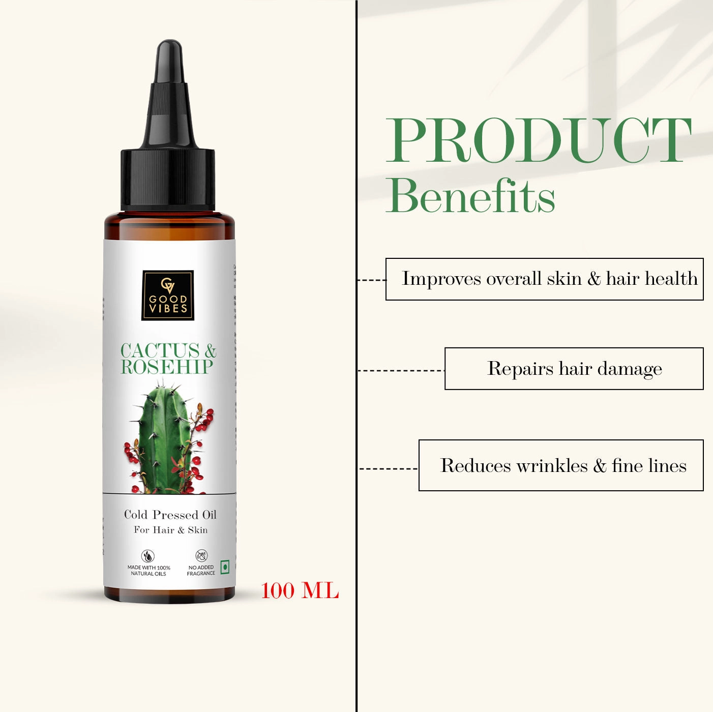 Good Vibes Cactus And Rosehip Cold Pressed Oil For Hair & Skin (100ml)