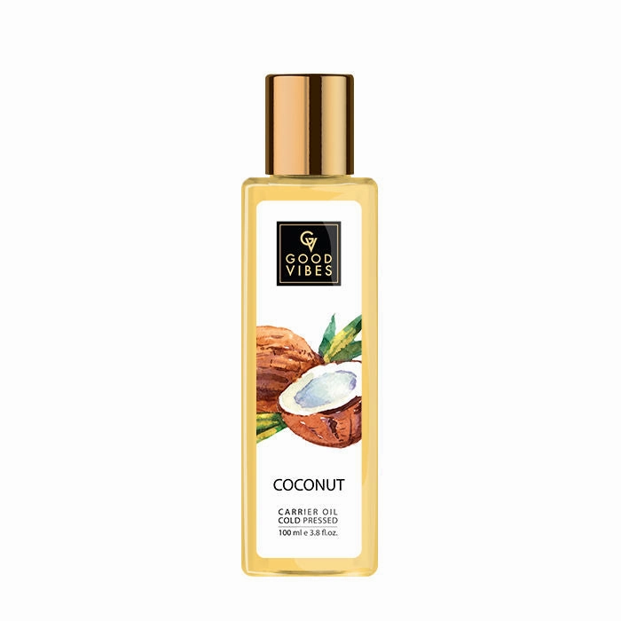 Good Vibes Coconut 100% Pure Cold Pressed Carrier Oil For Hair & Skin | Hair Growth, Anti-Ageing | No Parabens, No Animal Testing (100 ml)