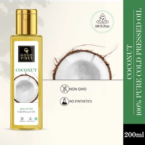 Good Vibes Coconut 100% Pure Coldpressed Carrier Oil | Hair Growth, Anti-Ageing, Hydrating | No Parabens, No Sulphates, No Mineral Oil (200 ml)