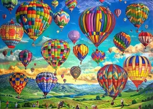 Grassland Hot Air Balloon 1000 Piece Jigsaw Puzzle Suitable for All Groups of People Creative Fun Jigsaw Traditional Puzzle Perfect for Family Nights Game