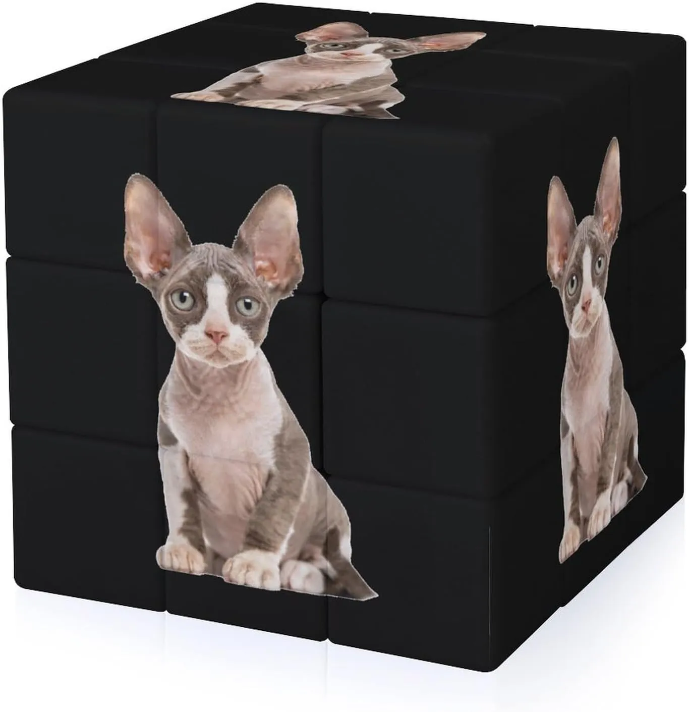 Grey Eyes Devon Rex Funny 3x3x3 Cube Smooth Lightweight Puzzle for Adult Graphic Printing Travel