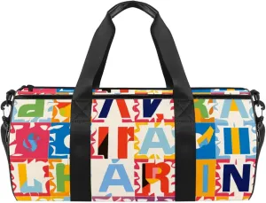 Gym Bag for Women,Small Gym Bag for Men,Alphabet Number Puzzle Pattern,Overnight Bag