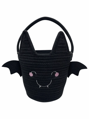 Halloween Bat Trick or Treat Basket Rope Gift Basket