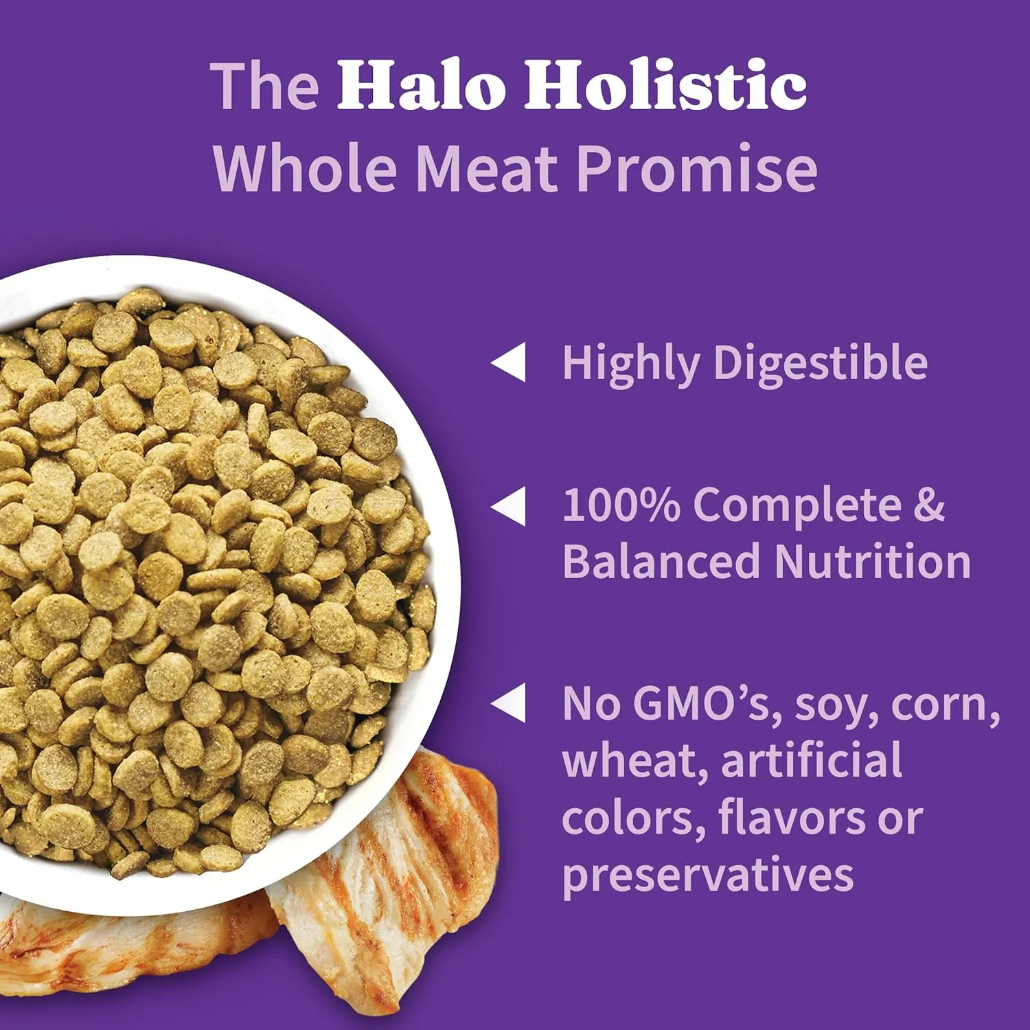 Halo Holistic Puppy Food, Cage Free Chicken & Brown Rice Recipe, Healthy Grains Dry Dog Food, Complete Digestive Health, 3.5 lb Bag