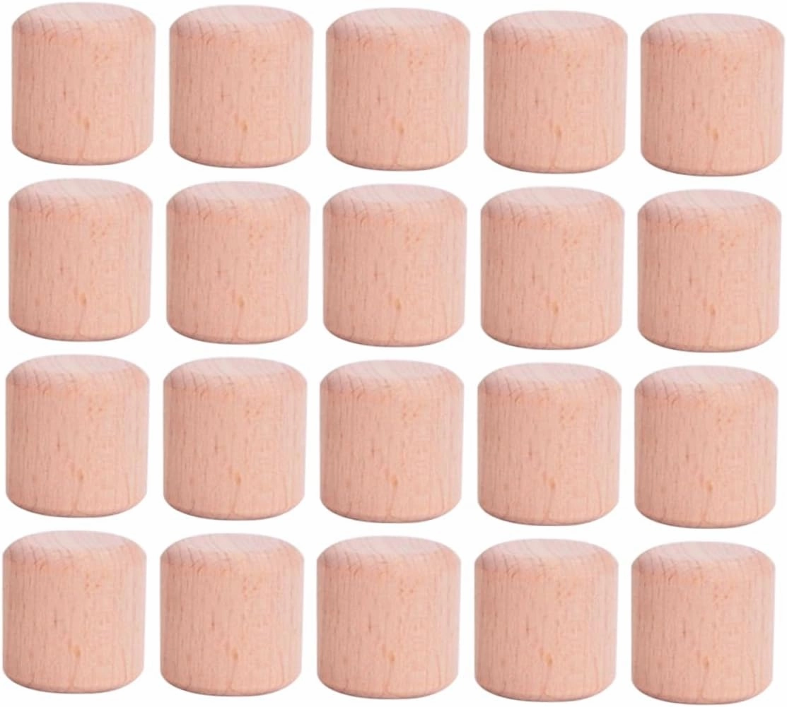 HANABASS 20Pcs Beech Granule Blocks Smooth Geometric Wood Cylinder Building Blocks for Educational Play Crafting Tools for DIY Projects and Creative Learning