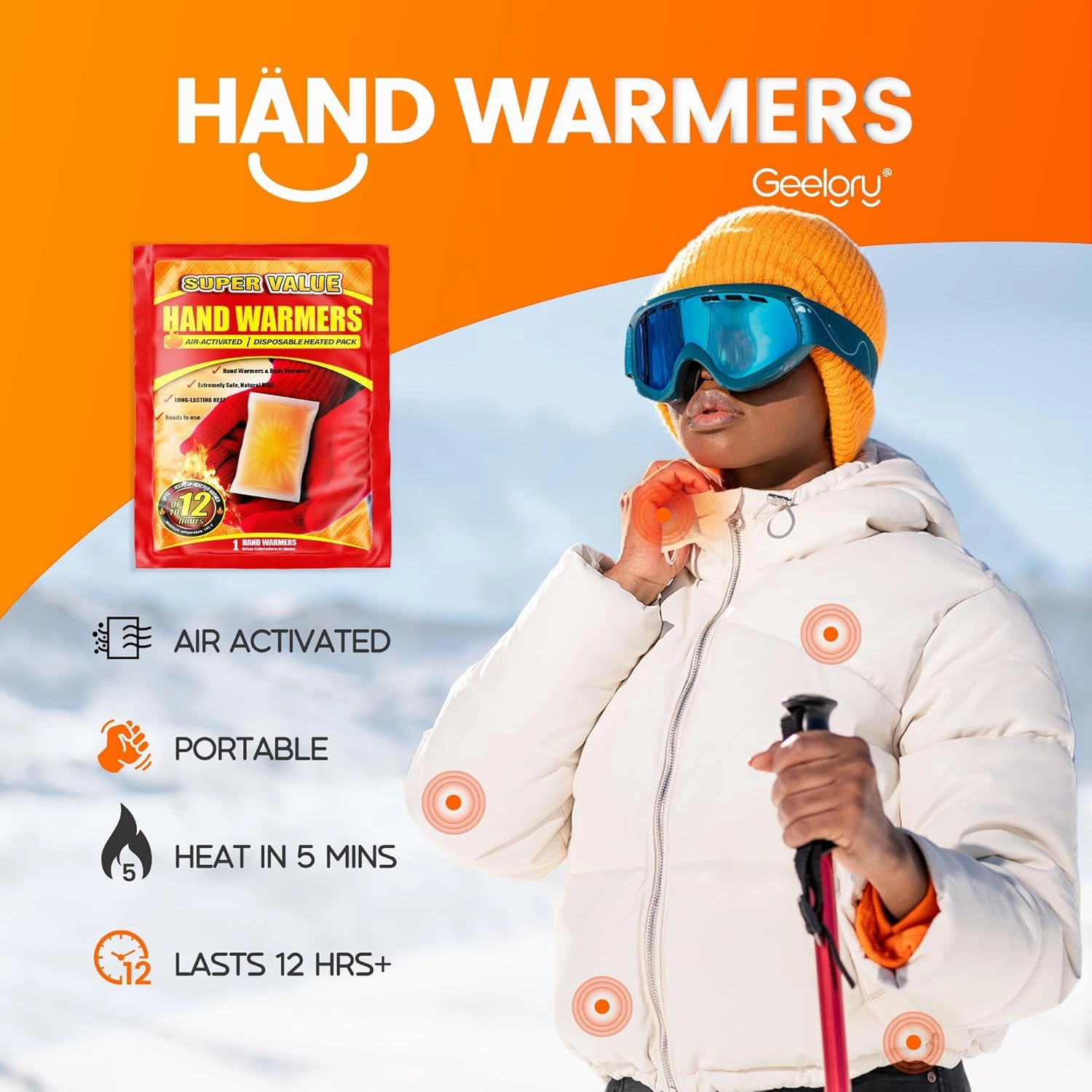 Hand Warmers Disposable 30/55/90/175/125/240Pcs, Long-Lasting Up to 12 Hours for Warm Body, Safe Portable Hand Warmers for Hand & Foot, Heater for Camping, Fishing, Gifts for Women Men Mom Dad