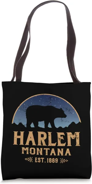 Harlem Montana MT Big Sky Country Bear & Mountains Tote Bag