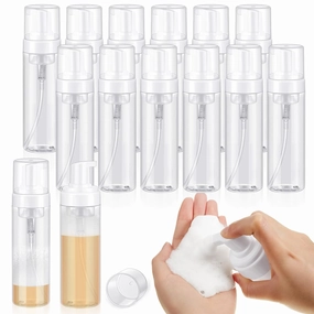 Havawish 12 Pcs Foaming Spray Bottle 7 Oz/ 200 ml Transparent Empty Foaming Pump Dispenser Refillable Plastic Portable Bottle for Travel Hand Soap, Lash Cleanser