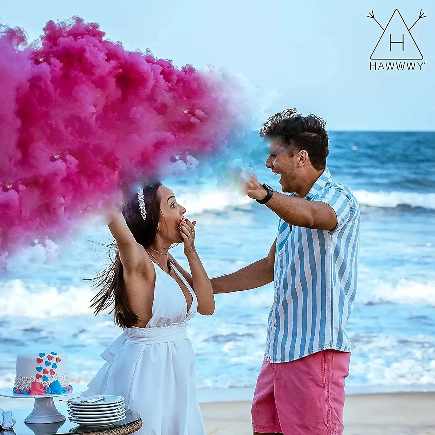 Hawwwy Colorful Powder for Holi Festival, Burnout Girl/Boy Gender Reveal Powder Announcement tannerite, Motorcycle Exhaust Car Tires Pink/Blue, Gender Reveal Fireworks