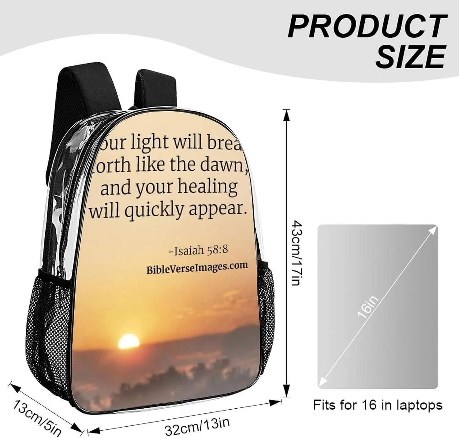Healing Bible Verse IsaiahVerses Forth Break Down Them Proverbs Bible Verse Images Matthew 17 Inch Transparent Bag Made of PVC Material for Both Men And Women