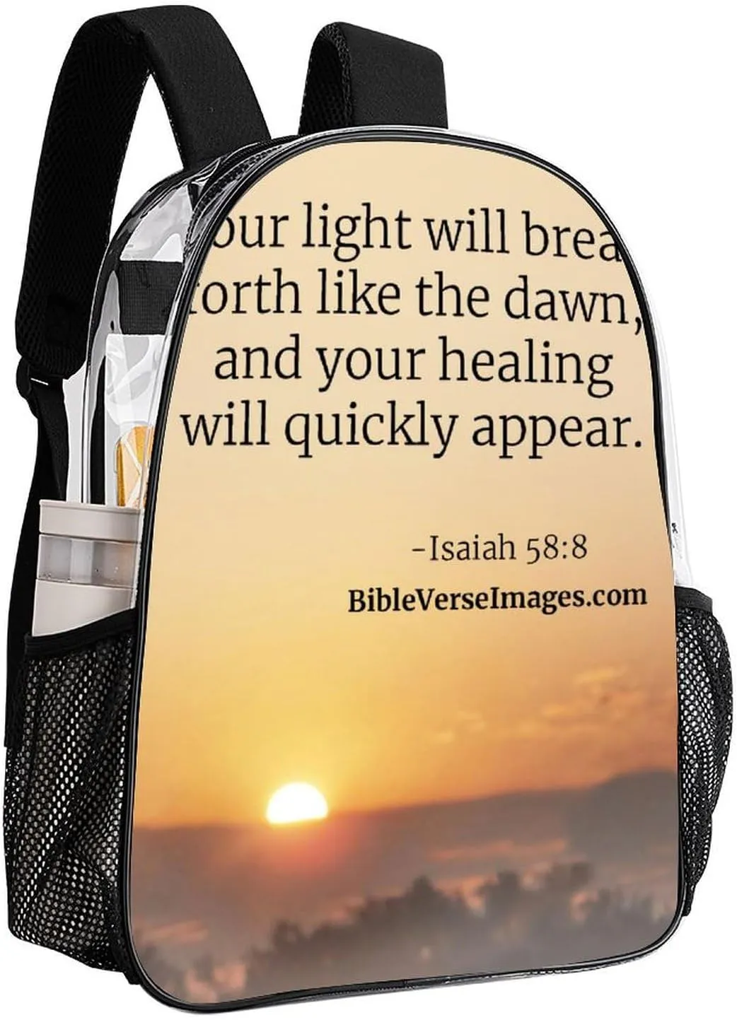 Healing Bible Verse IsaiahVerses Forth Break Down Them Proverbs Bible Verse Images Matthew 17 Inch Transparent Bag Made of PVC Material for Both Men And Women