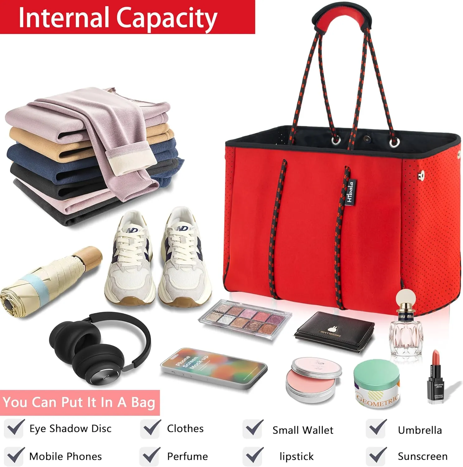 Hibala Neoprene Multipurpose Beach Bag,Gym/Travel/Pool Bag,Tote For Women&Men