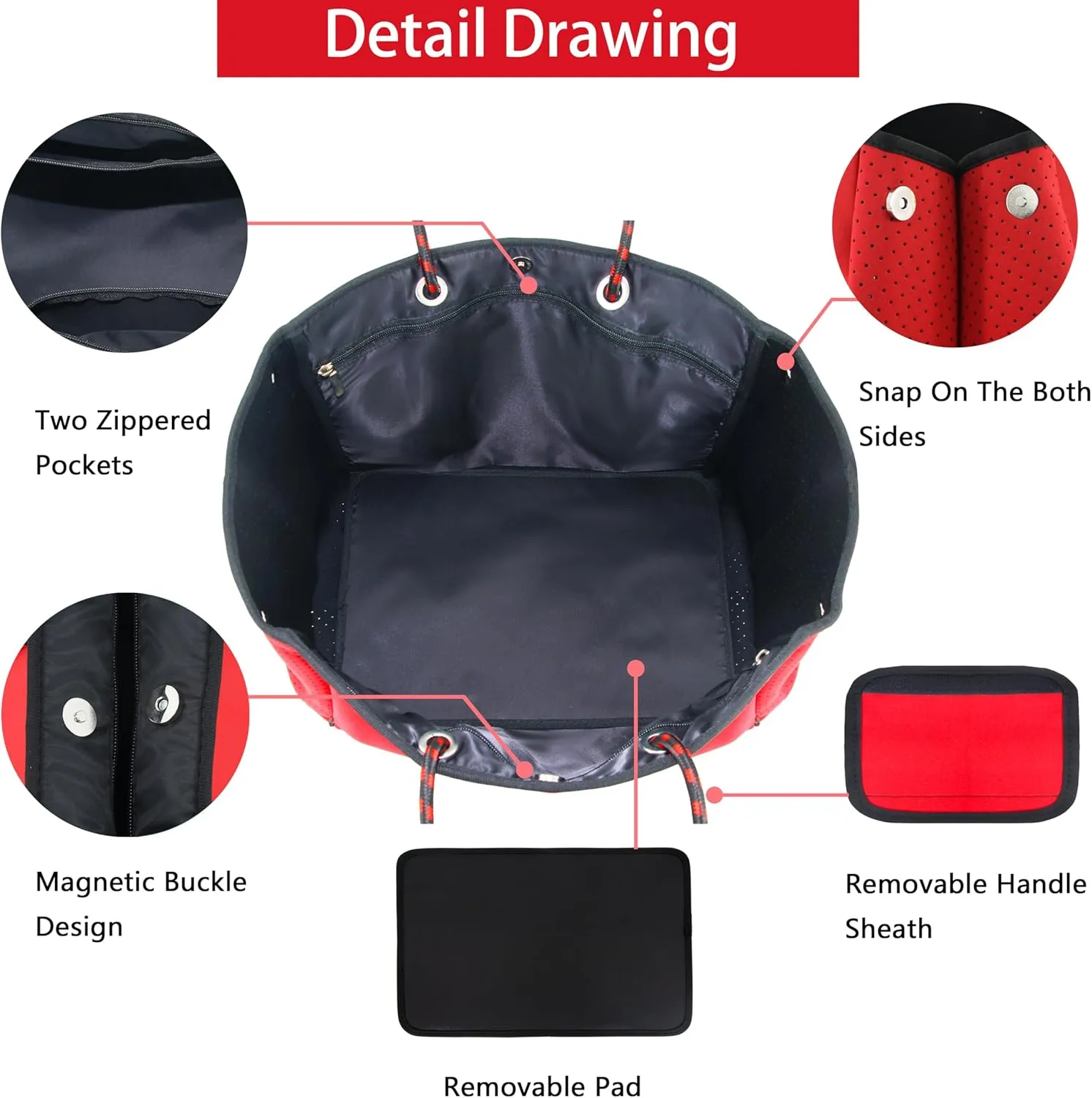 Hibala Neoprene Multipurpose Beach Bag,Gym/Travel/Pool Bag,Tote For Women&Men