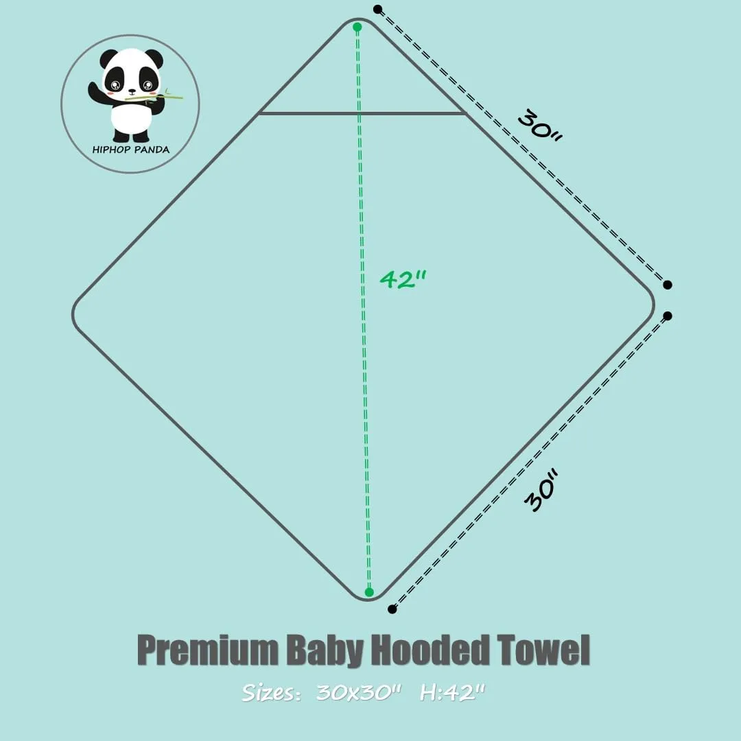 HIPHOP PANDA Hooded Towel - Rayon Made from Bamboo, Bath Towel with Bear Ears for Newborn, Babie, Toddler, Infant - Absorbent Large Baby Towel - Frog, 30 x 30 Inch