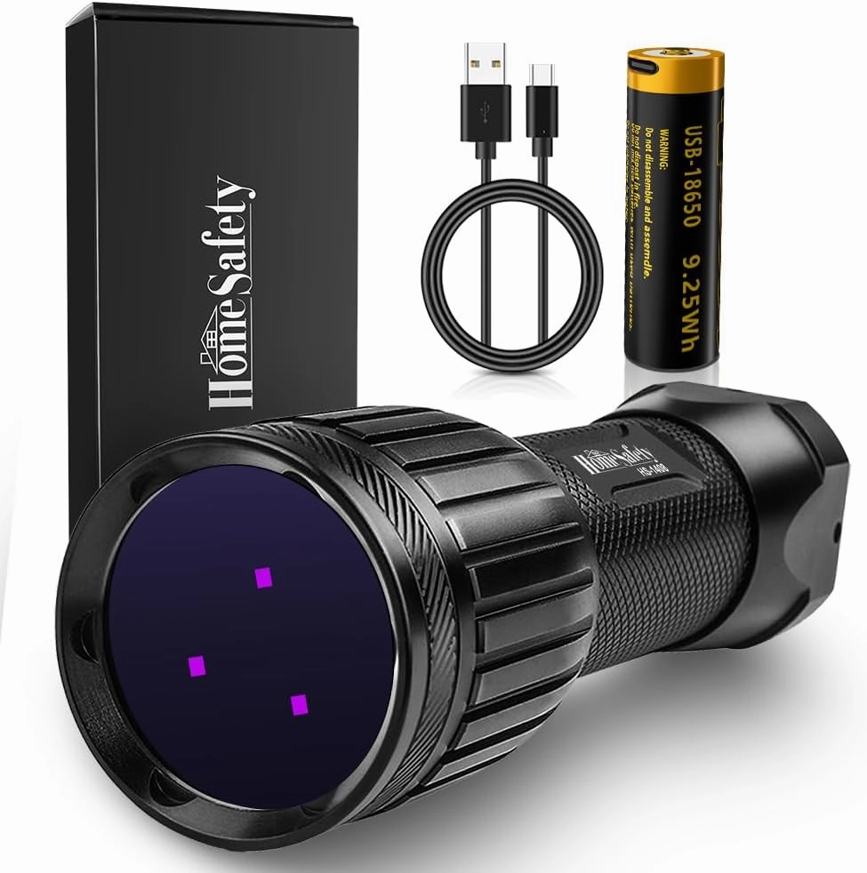 Home Safety 30W Powerful 365nm Black Light UV Flashlight, 3 LEDs UV Light Blacklight Torch Professional Grade Beam for Pet Urine Finding & Mineral, Antique Detection, Scorpion Search,Commercial Use