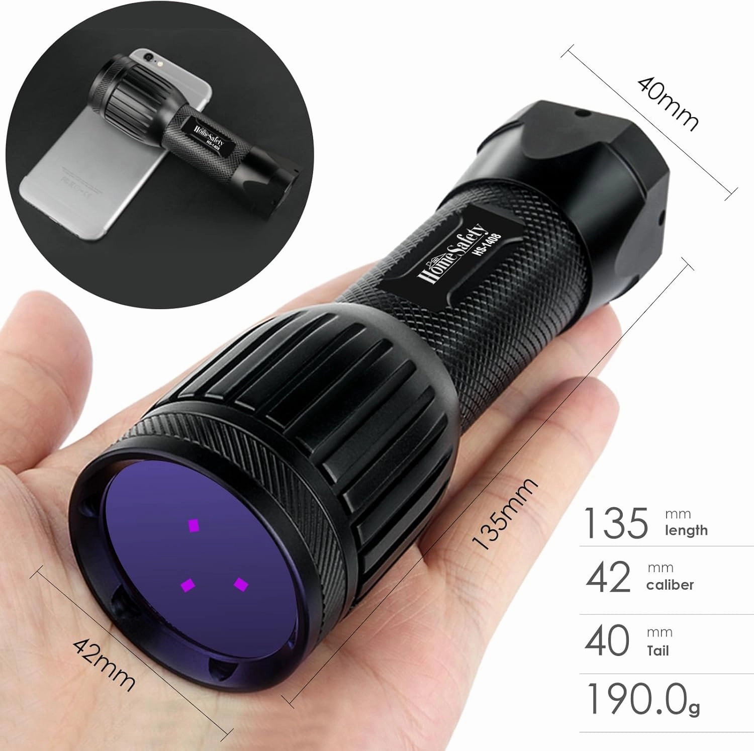 Home Safety 30W Powerful 365nm Black Light UV Flashlight, 3 LEDs UV Light Blacklight Torch Professional Grade Beam for Pet Urine Finding & Mineral, Antique Detection, Scorpion Search,Commercial Use