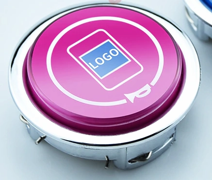 Horn button with logo, black, red, pink, blue or dark blue color