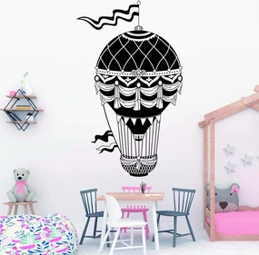 Hot Air Balloon Wall Decals 23"x39" – Colorful Removable PVC Stickers for Kids Room, Nursery, Playroom or Study – Adventure-Themed Wall Art to Spark Creativity and Joy (Black-JWH320-Balloon)