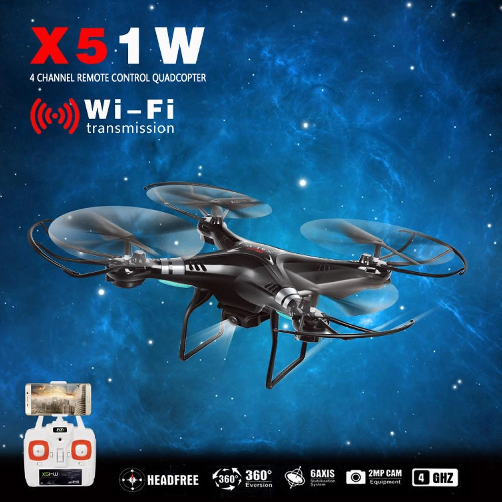 Hot Sale X51W 2.4G Altitude Hold HD Camera Quadcopter RC Drone 2MP WiFi FPV Drone Hover RC Quadcopter RTF RC Helicopter Toys