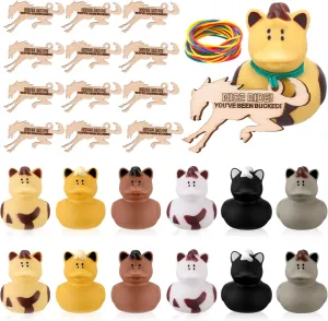 Hungdao 12 Set Horse Duck 2.36 Inch Bronco Rubber Duck with You've Been Bucked Tags Bucking Horse Duck Gifts for Hiding Carnival Cruise Racing Festival Prizes