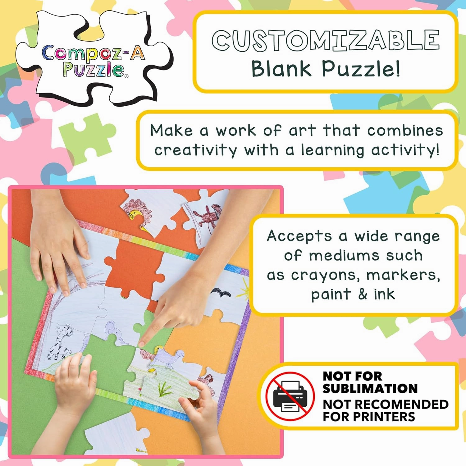 Hygloss 100 Blank Heart Puzzles – 6 x 8 Inches – Ideal for Valentine’s Day Crafts – Write, Draw, and Decorate – 8 Pieces Each