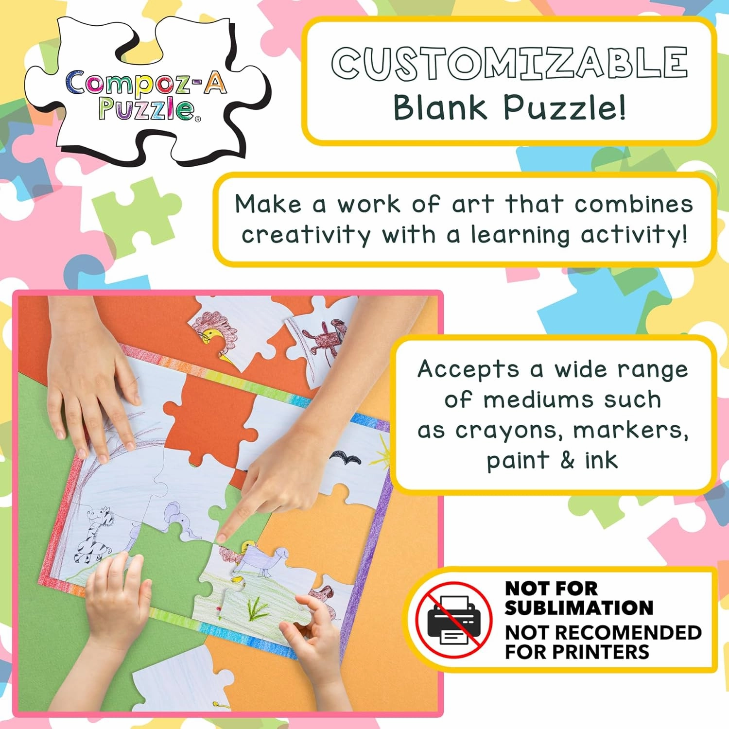 Hygloss 24 Blank Heart Puzzles – 6 x 8 Inches – Ideal for Valentine’s Day Crafts – Write, Draw, and Decorate – 8 Pieces Each