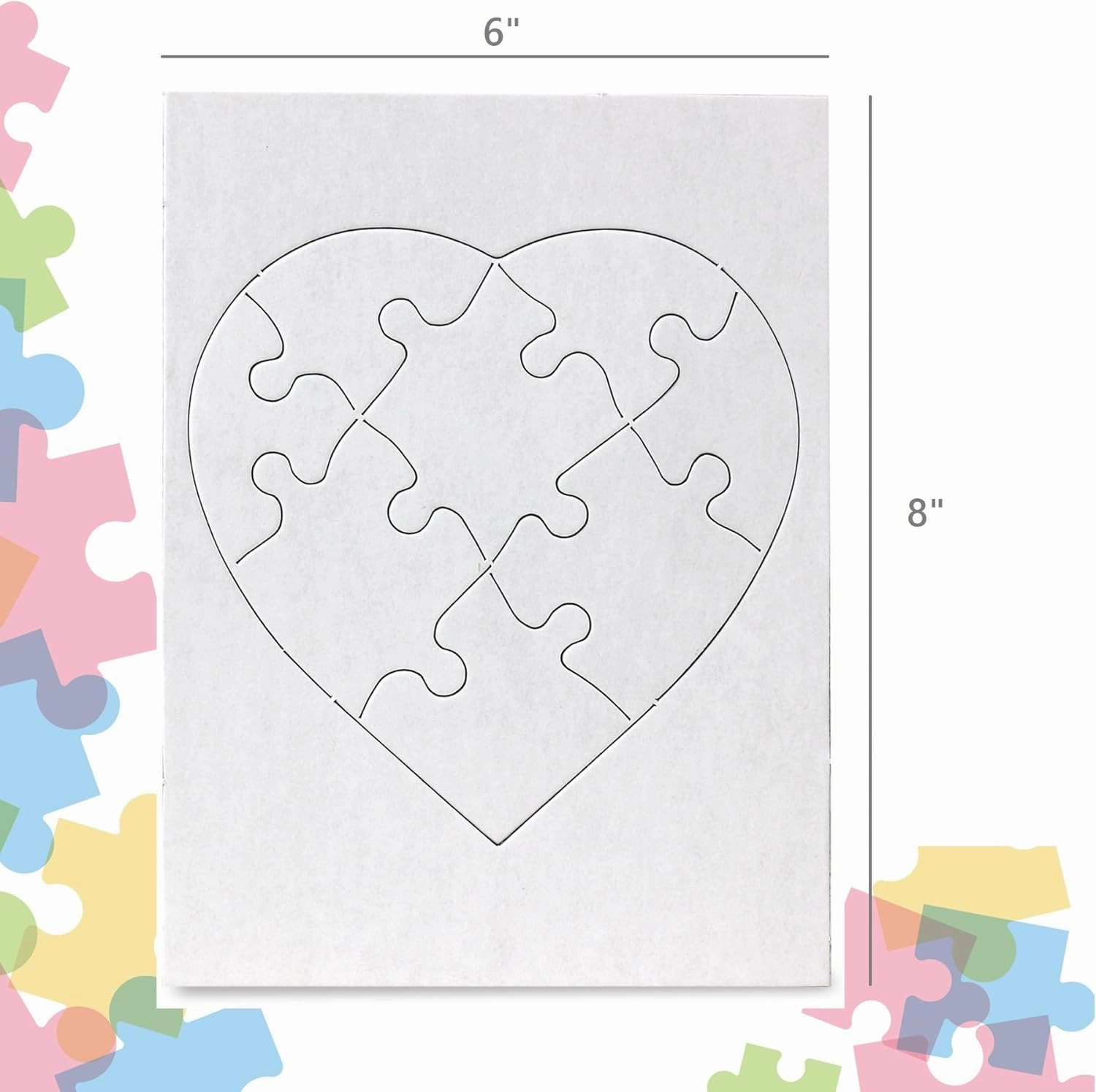Hygloss 24 Blank Heart Puzzles – 6 x 8 Inches – Ideal for Valentine’s Day Crafts – Write, Draw, and Decorate – 8 Pieces Each
