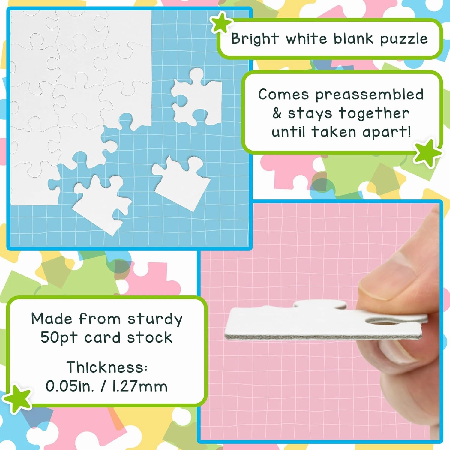 Hygloss 24 Blank Heart Puzzles – 6 x 8 Inches – Ideal for Valentine’s Day Crafts – Write, Draw, and Decorate – 8 Pieces Each