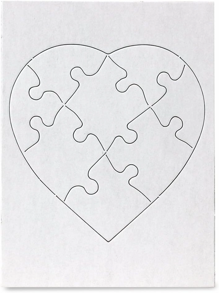 Hygloss 24 Blank Heart Puzzles – 6 x 8 Inches – Ideal for Valentine’s Day Crafts – Write, Draw, and Decorate – 8 Pieces Each